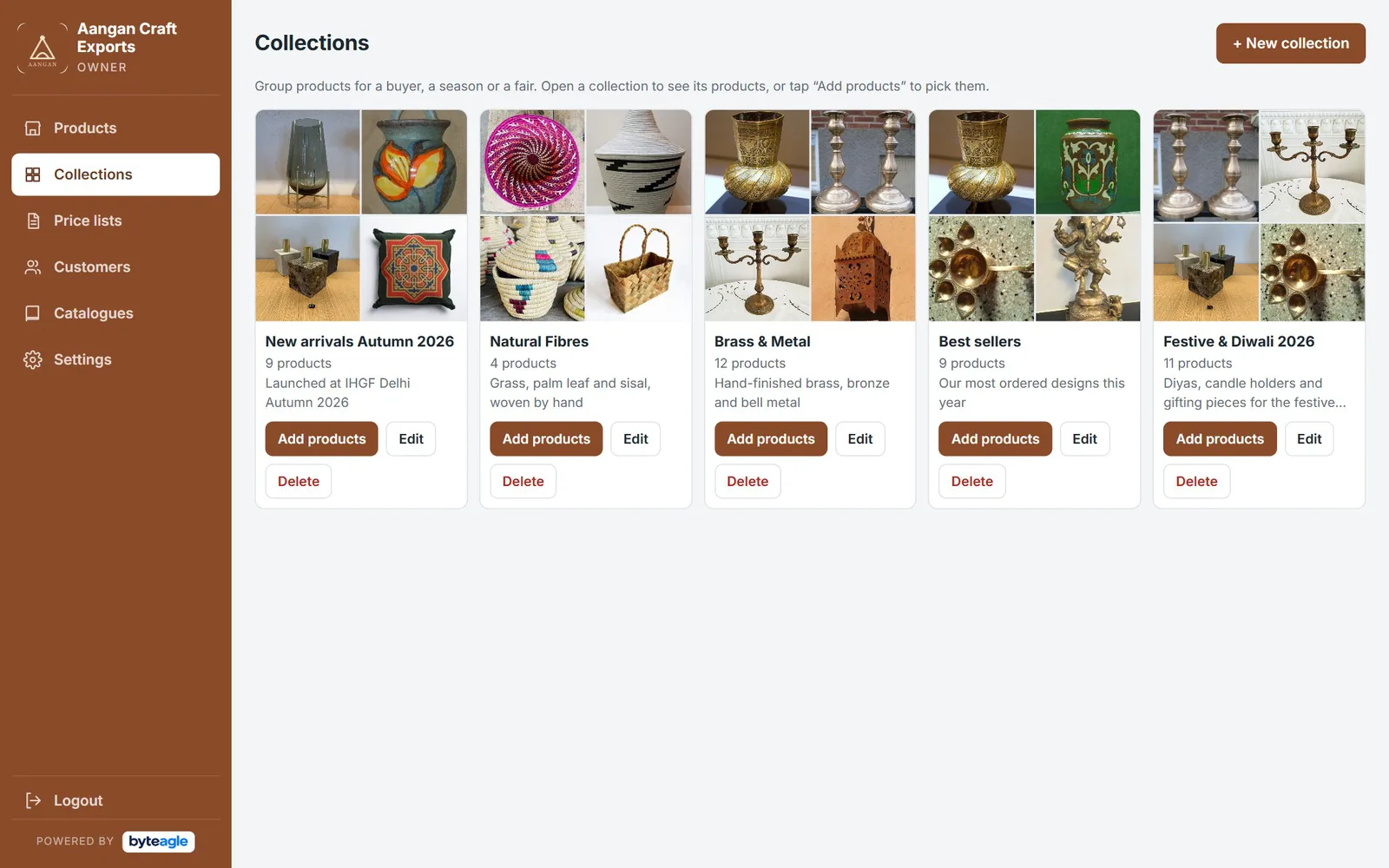Collections screen in Fair Software