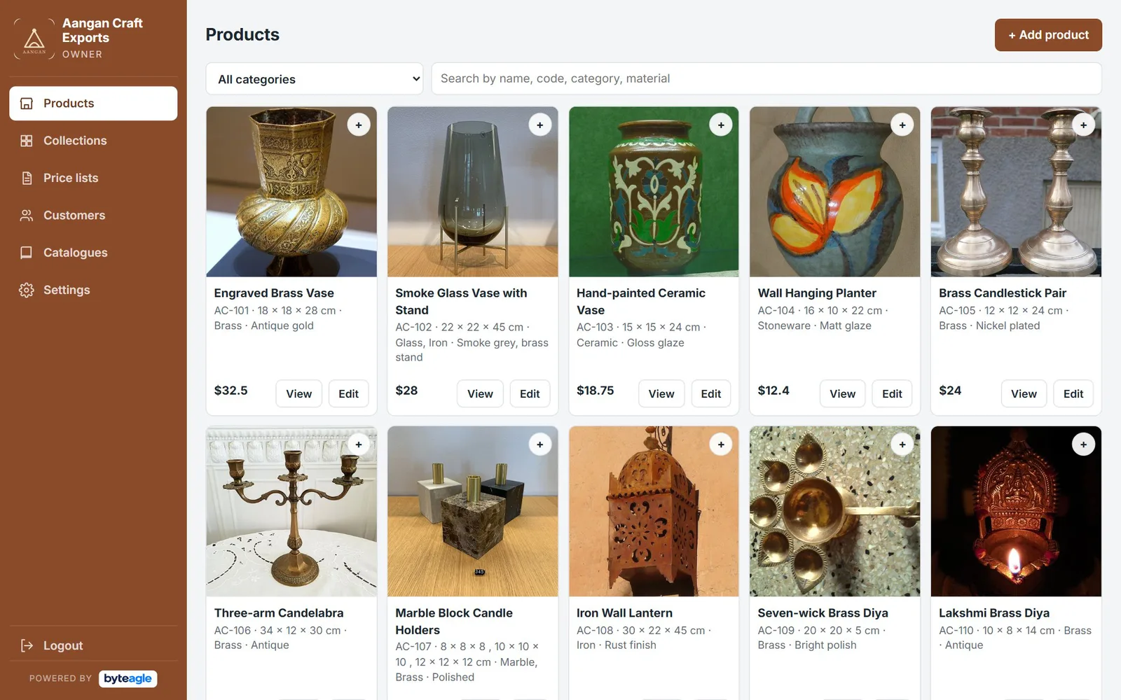 Fair Software: products screen of a demo store